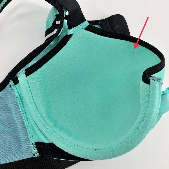VSX Sport Victoria's Secret Bra Blue Black Green Colorblock Front Zip Size 36C - Picture 9 of 15